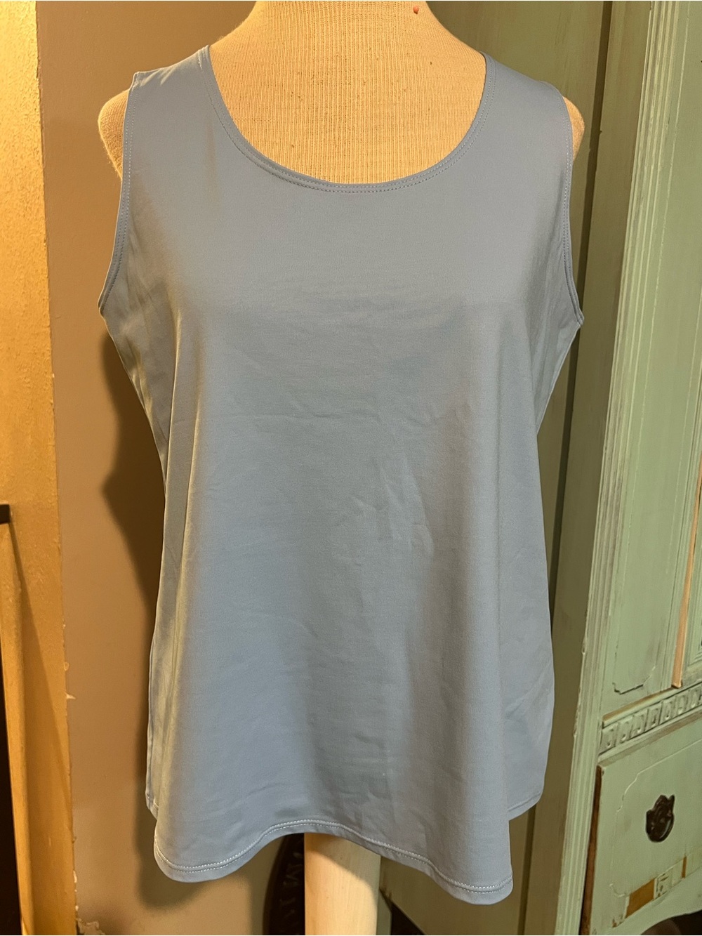 Chico's Periwinkle Powder Blue Solid Tank Top Shirt Knit Size 2 or L Large